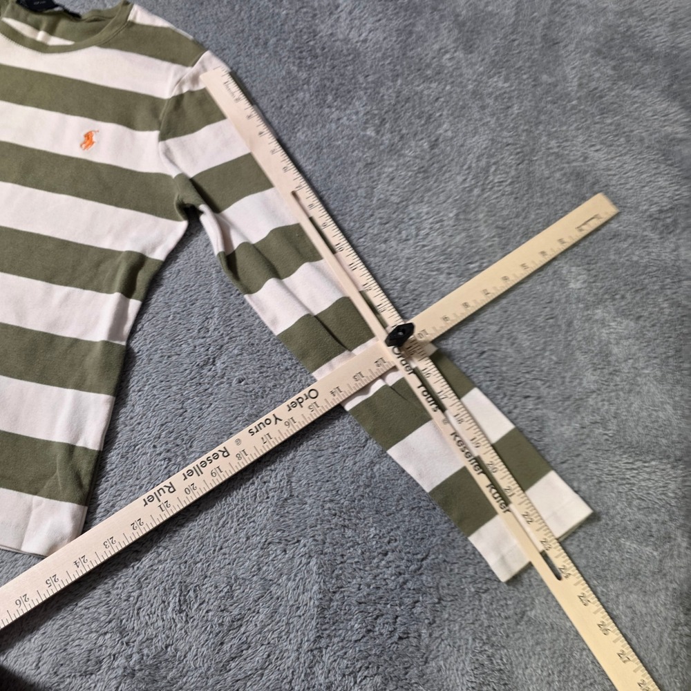 Ralph Lauren Womens XL Long Sleeve T-Shirt Olive Green Striped Cotton Crewneck - Picture 3 of 5